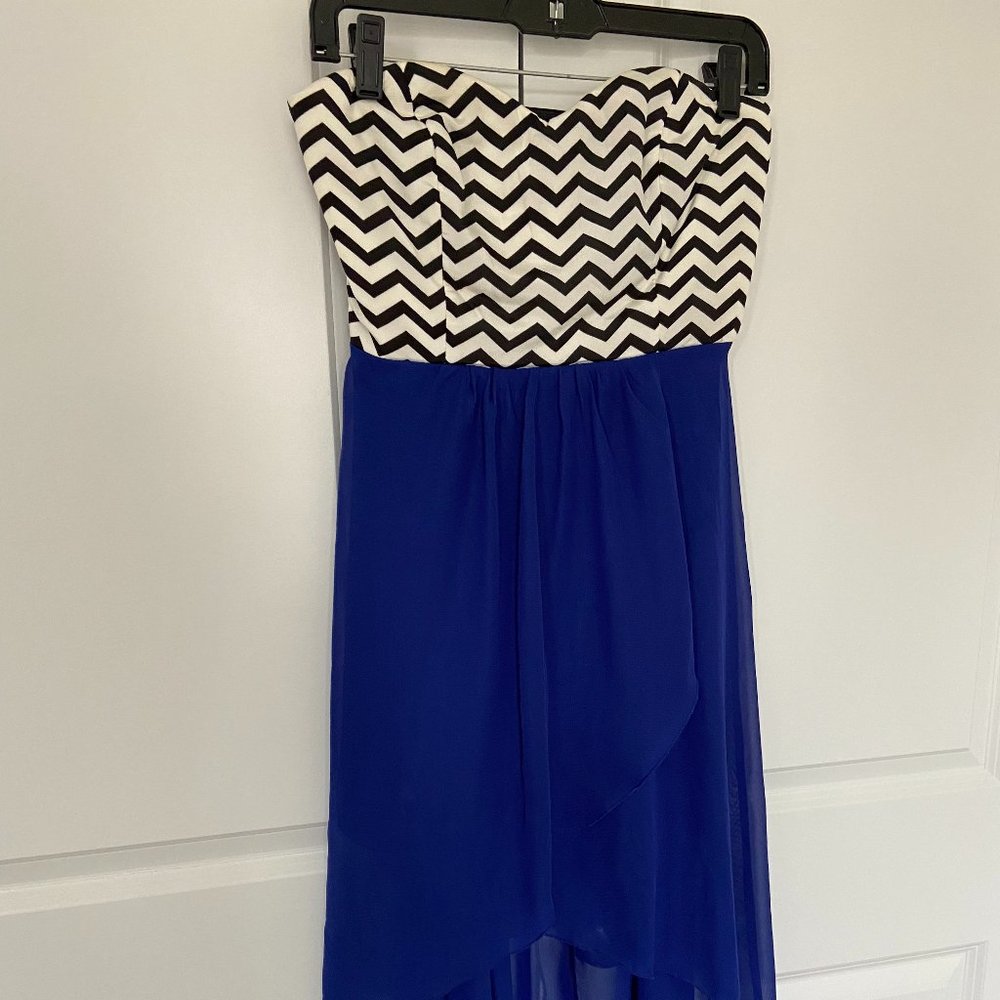 Chevron High-low Strapless Dress
